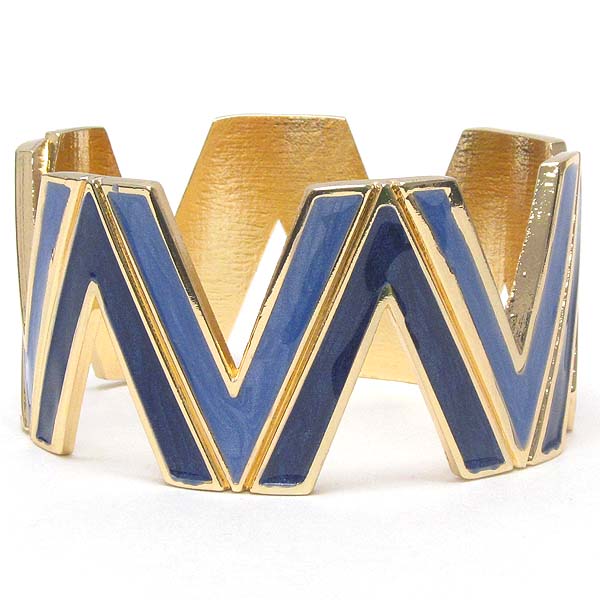 Epoxy deco and electro plating chevron hinge bangle bracelet