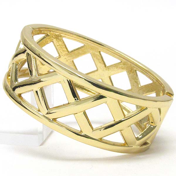 ELECTRO PLATING WOVEN METAL HINGE BANGLE BRACELET