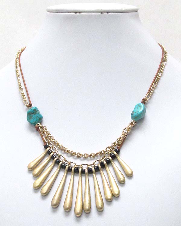 Multi metal bar drop tribal necklace