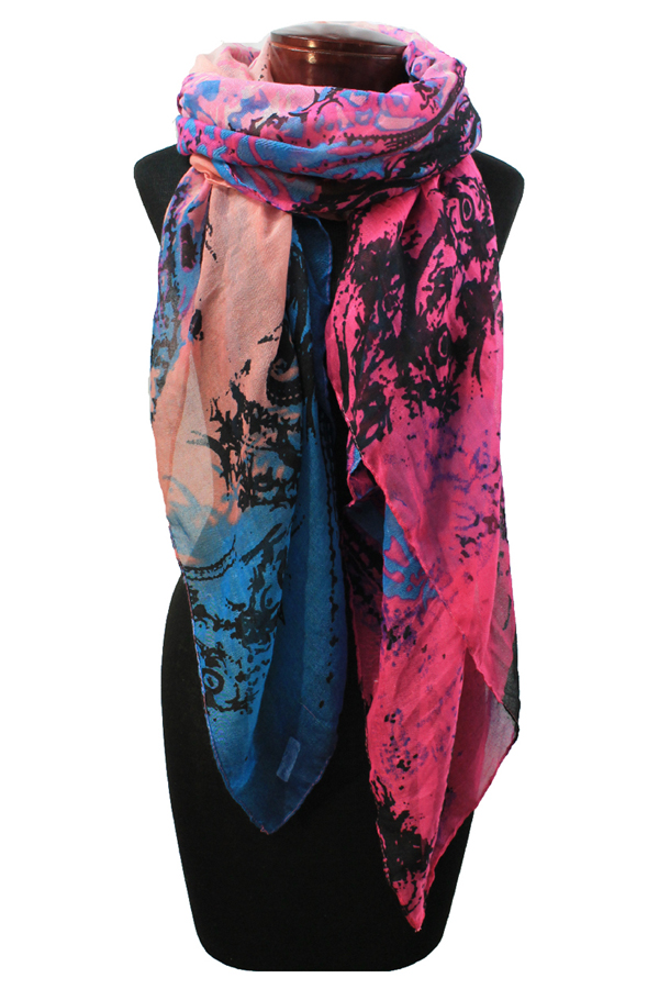 Rosy painting scarf