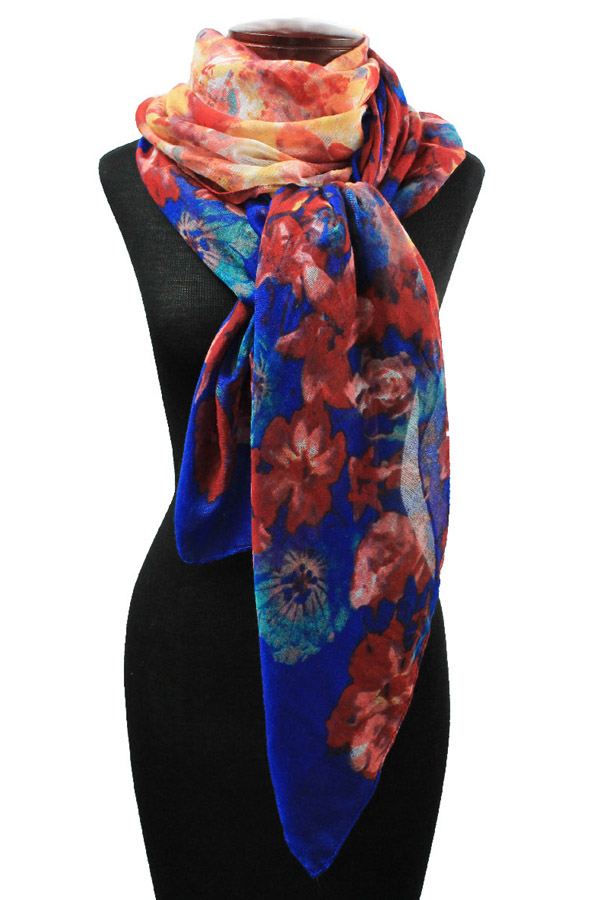 Watercolor floral print scarf