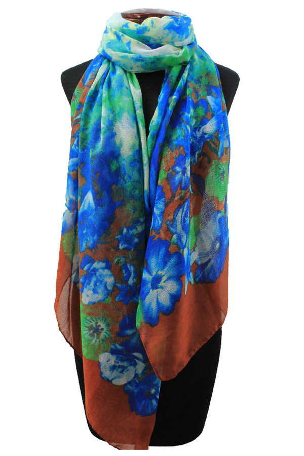 Watercolor floral print scarf
