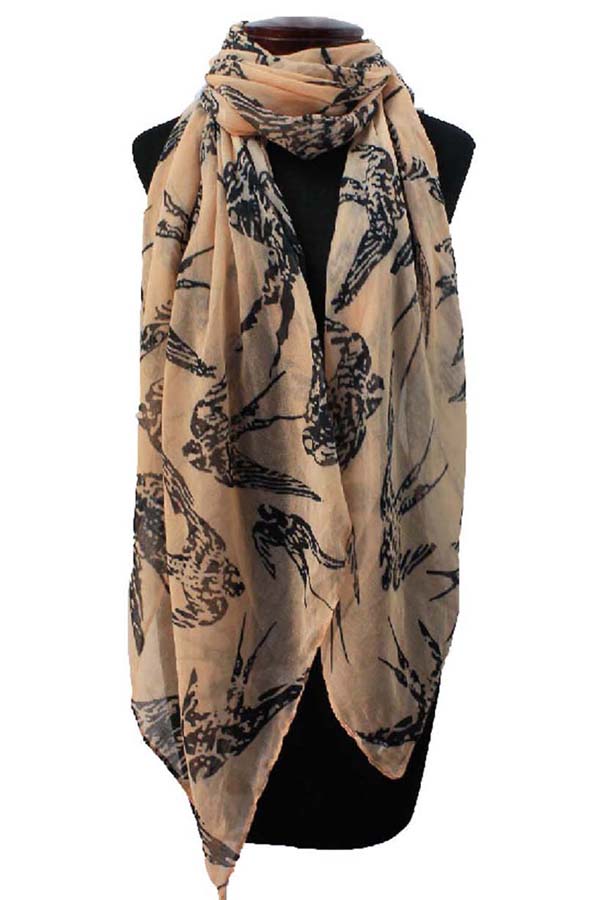 Multi swallow print scarf