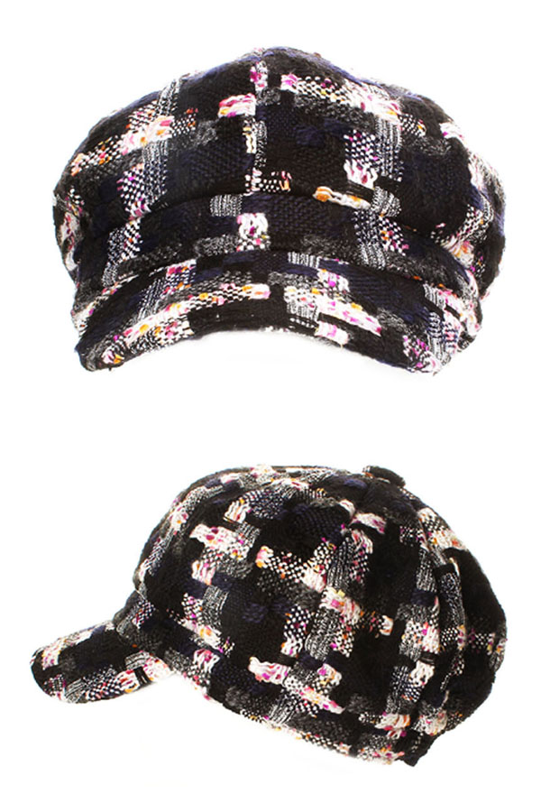 Plaid tweed cabbie cap
