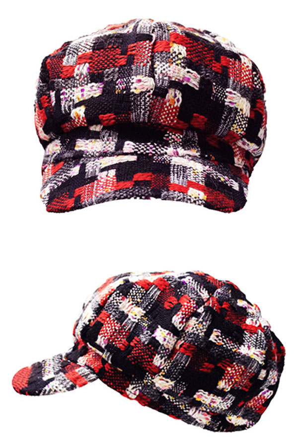 Plaid tweed cabbie cap