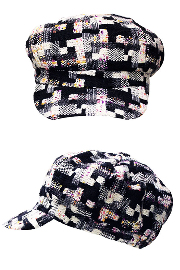 Plaid tweed cabbie cap