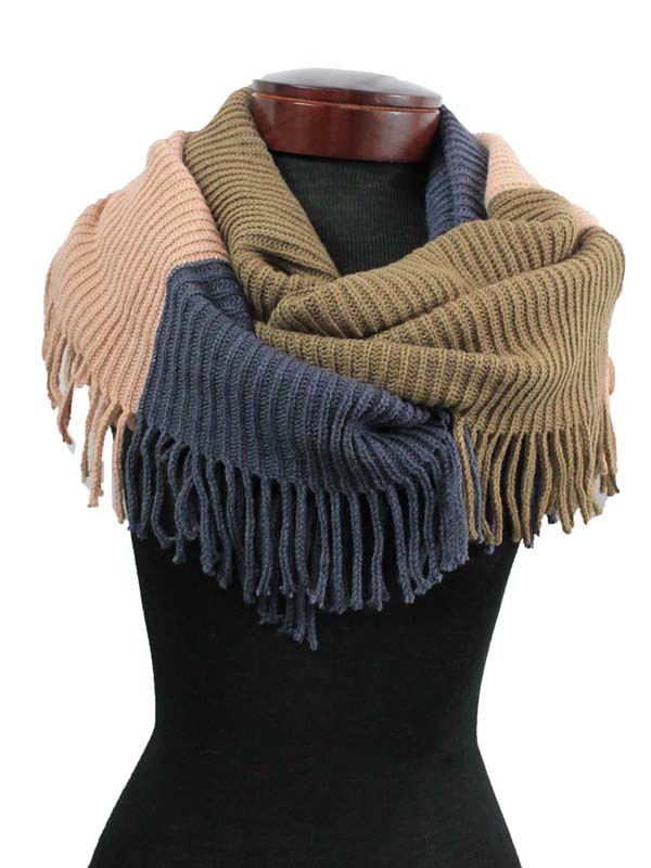 Multi color and tassel infinity scarf