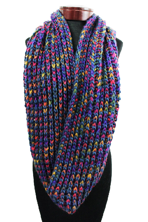 Multi color knit infinity scarf
