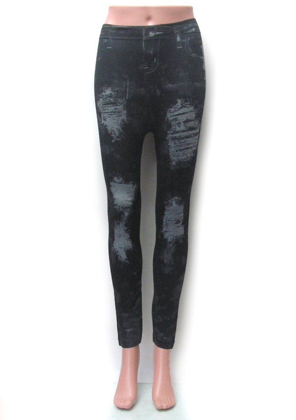 Ripped print jeggings