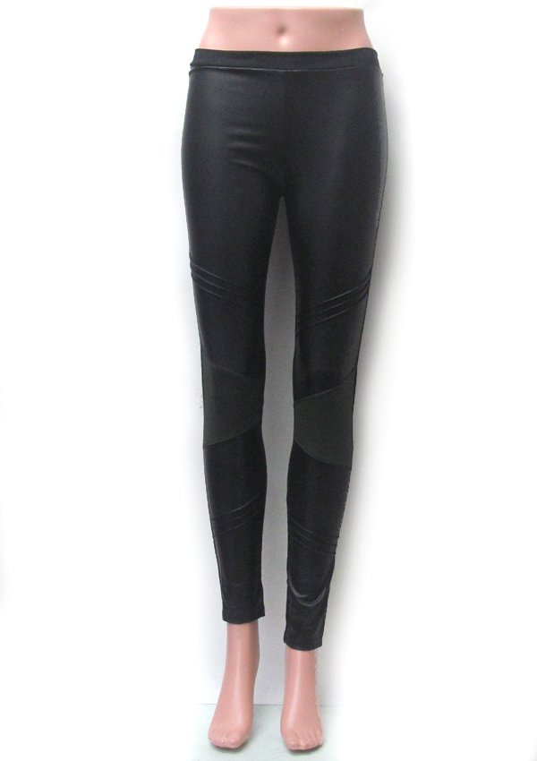 Leather and cloth fall winter leggings