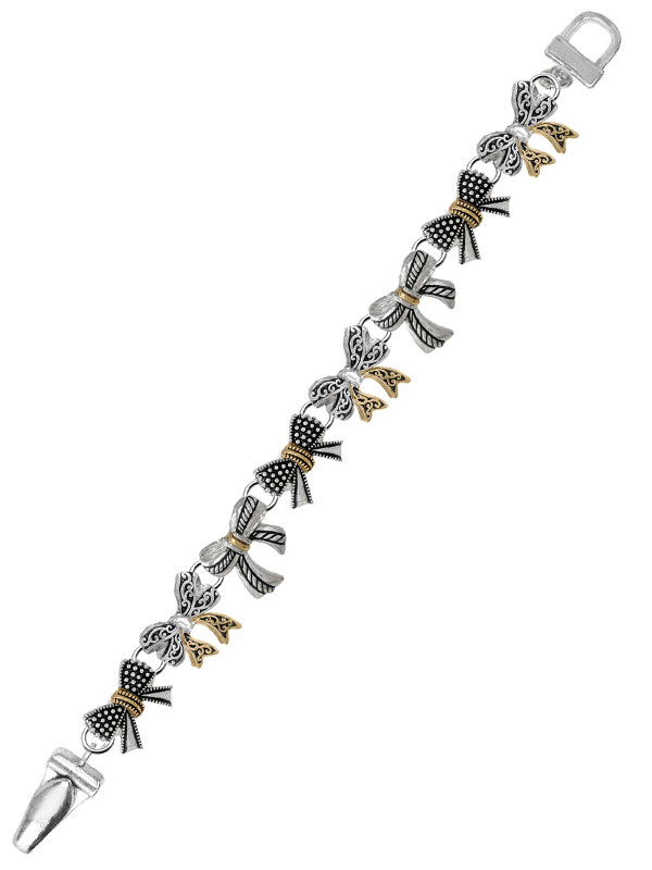 Textured multi bow link magnetic bracelet