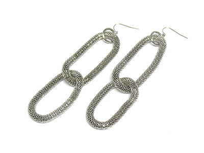 Metal mesh double chain drop earring