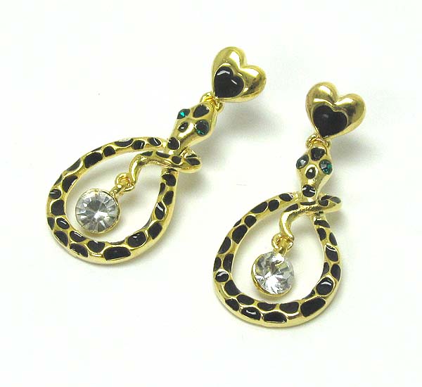 Crystal eye and tail snake earring