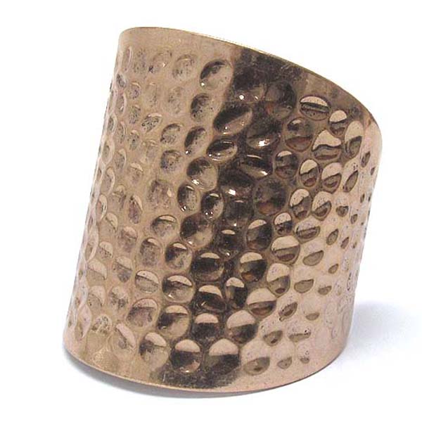 Wide metal hammered oval cuff bracelet