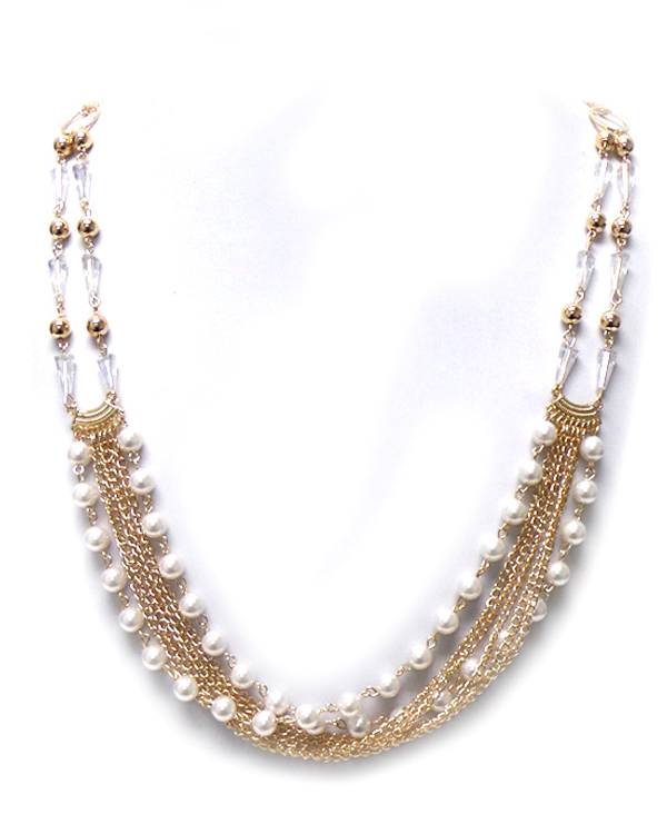 CHAIN AND BEADED LAYER NECKLACE