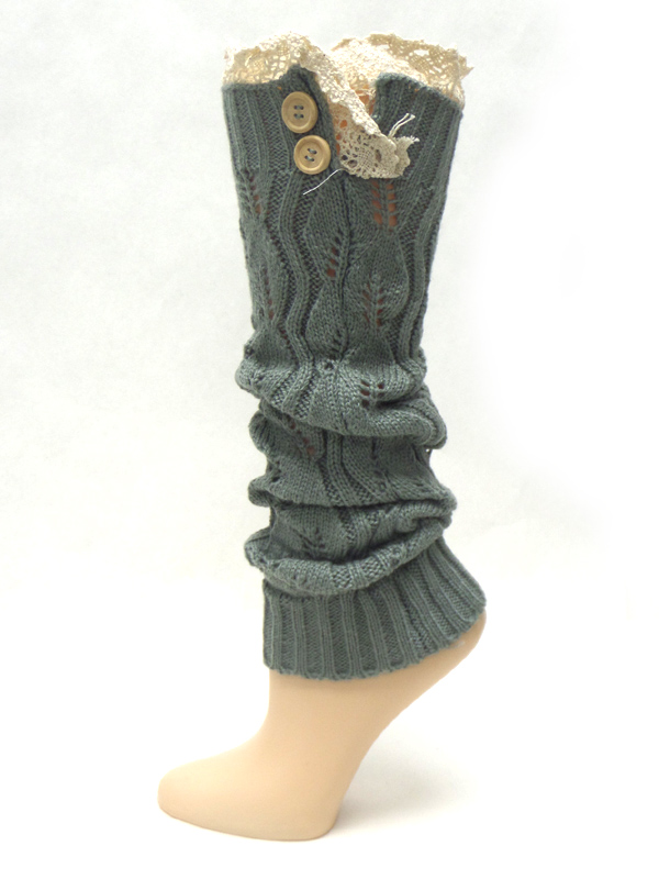 Vintage lace and button acctne vintage crochet long leg warmers - boot cuffs
