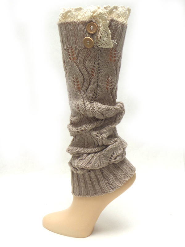 Vintage lace and button acctne vintage crochet long leg warmers - boot cuffs