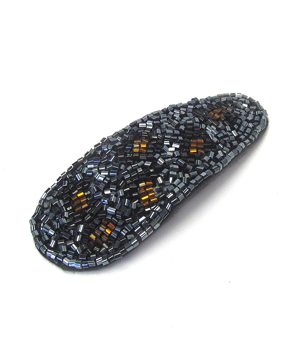 Multi seed bead animal print hair pin