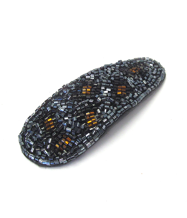 MULTI SEED BEAD ANIMAL PRINT HAIR PIN