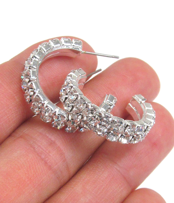 Double line rhinestone hoop earring