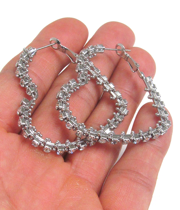 Rhinestone heart hoop earring