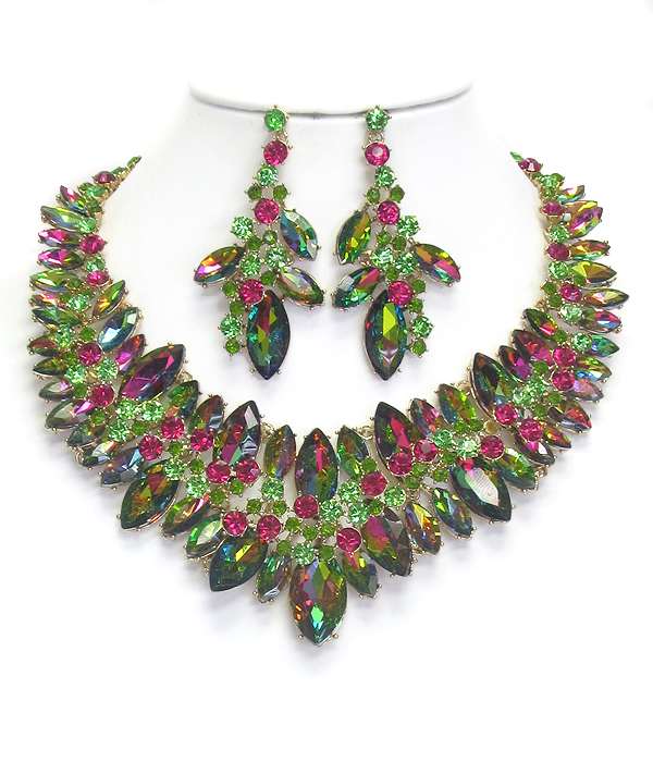 Luxury class victorian style and australian crystal party necklace set