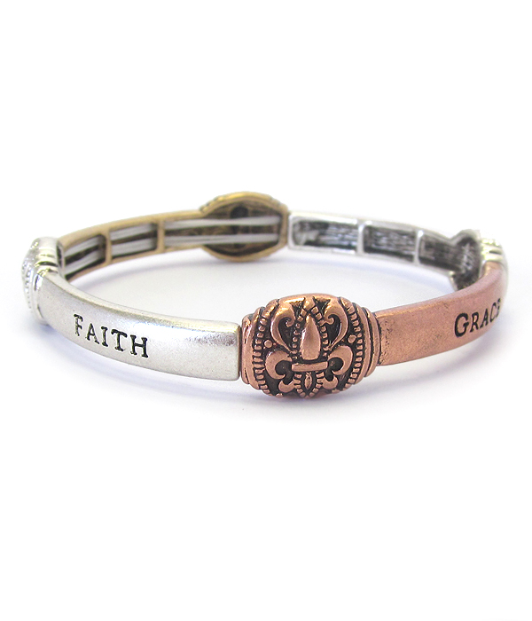 Religious inspiration message stretch bracelet - faith grace regality renewal