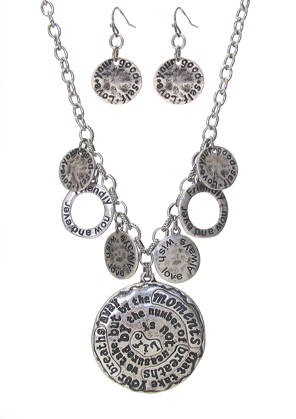 INSPIRATION MESSAGE MULTI DISC CHARM NECKLACE SET