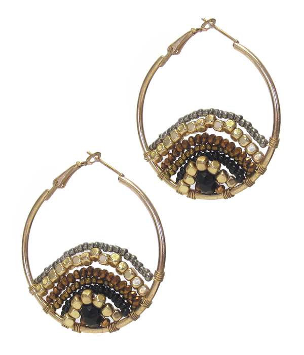 MULTI SEED BEAD HOOP EARRING