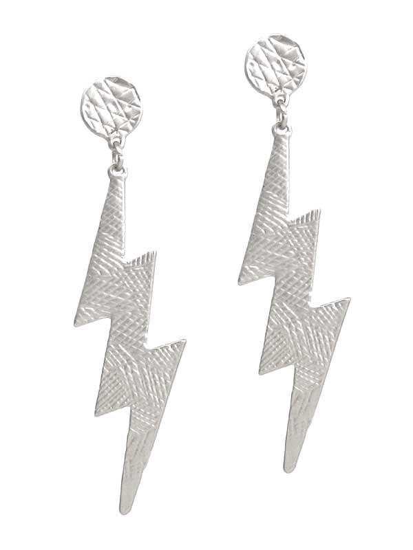 Scratch metal lightning bolt earring