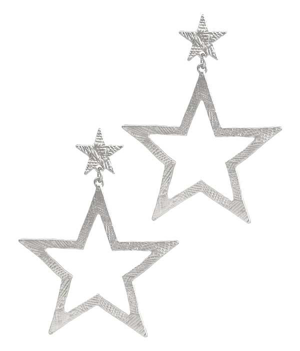 Scratch metal star earring