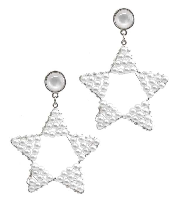 Multi pearl wrap star earring