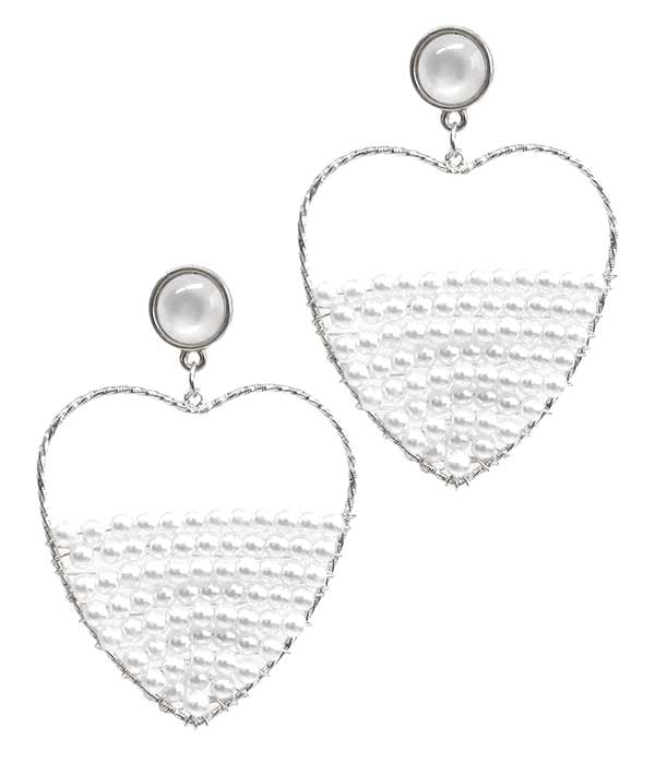 MULTI PEARL WRAP HEART EARRING