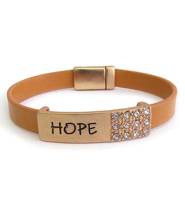 Religious inspiration leatherette magnetic bracelet - hope