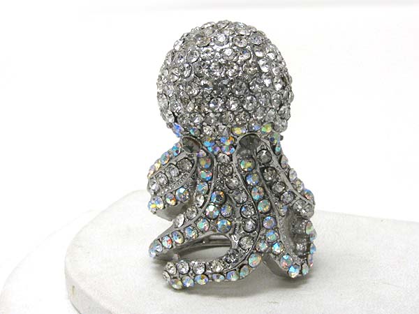 Crystal stud octopus stretch ring