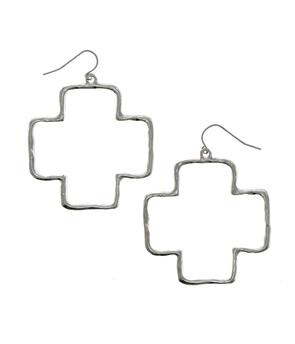 Hammered cross earring