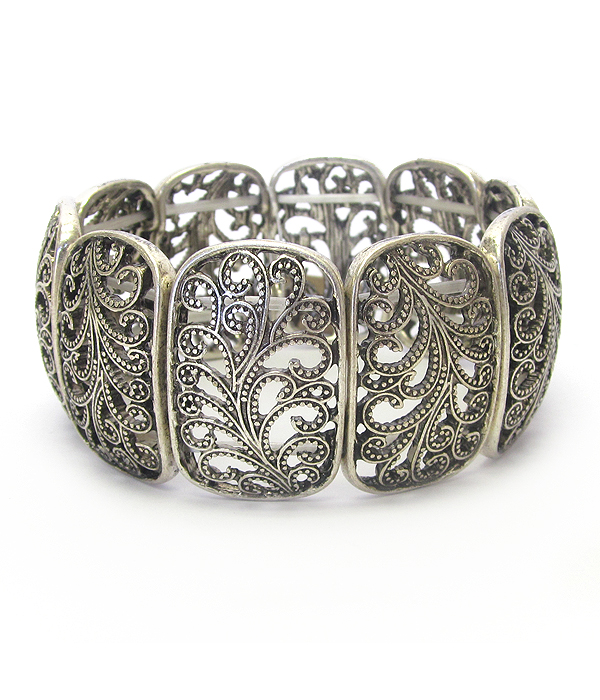 Metal filigree stretch bracelet