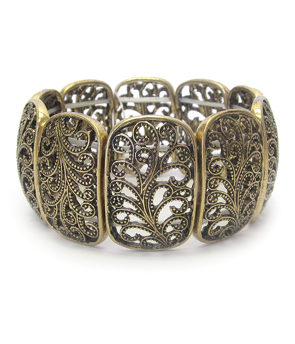Metal filigree stretch bracelet
