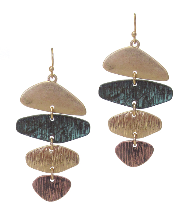 Textured metal natural shape link drop earring