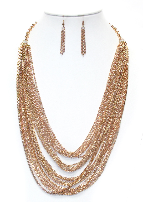 Multi fine chain mix necklace set