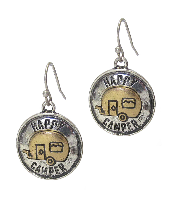 Happy camper theme disc earring
