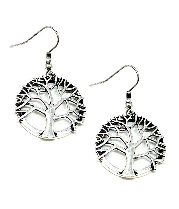 Metal tree of life earring