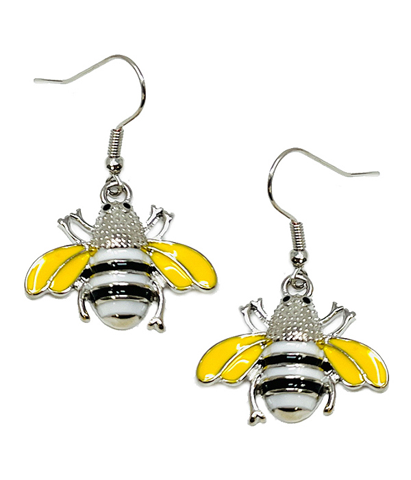 Garden theme epoxy bee earring