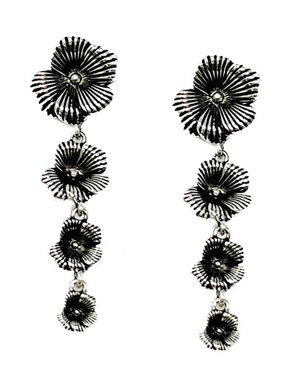 MULTI METAL FLOWER DROP EARRING