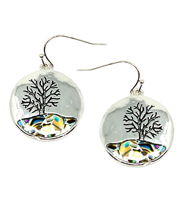 ABALONE TREE OF LIFE DISC EARRING
