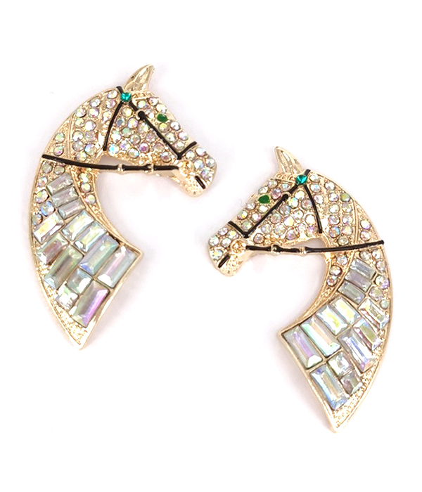 Baguette stone horse earring