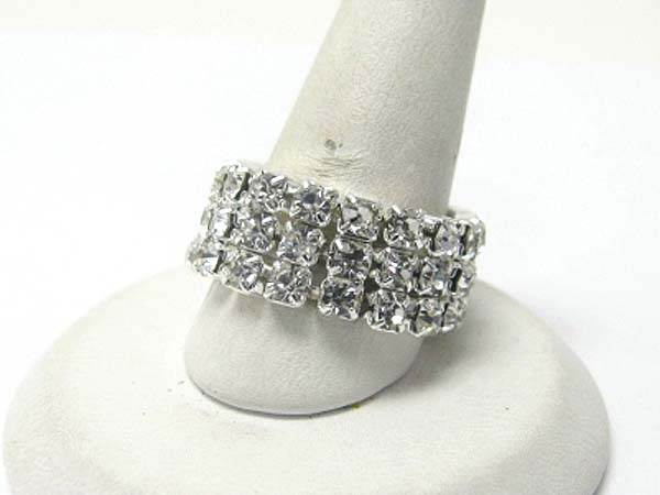 3 row rhinestone stretch ring