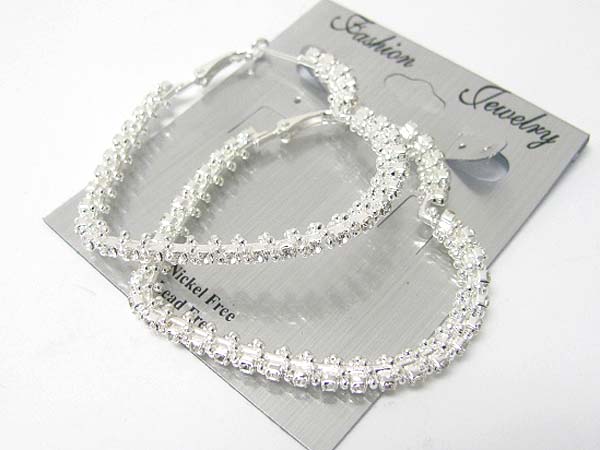 Rhinestone open heart earring
