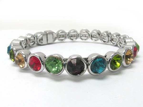 Crystal stone link magnetic clasp bracelet