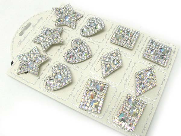 Crystal stud mixed shape ponytail holder 12 pc dozen set mens jewelry